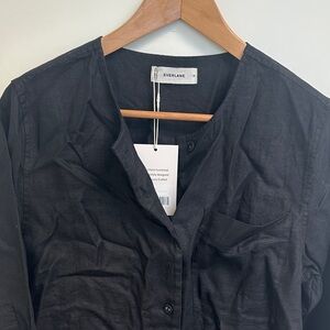 Everlane Black Linen Popover Shirt